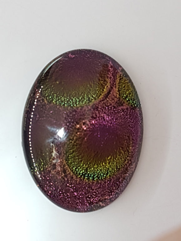 CABOCHON - 40x30MM DICHROIC GLASS  CABOCHON - RAINBOW PUDDLES
