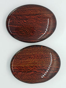 CABOCHON - 40x30MM DICHROIC GLASS  - ORANGE/YELLOW/GREEN STRIPES