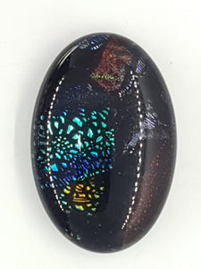 CABOCHON - 30x20MM DICHROIC GLASS  - PATCHWORK 1