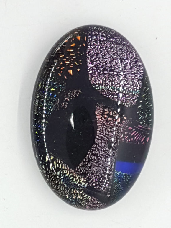 CABOCHON - 30x20MM DICHROIC GLASS  - PATCHWORK 2