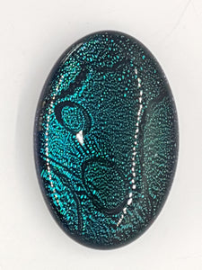 CABOCHON - 30x20MM DICHROIC GLASS  - TEAL BLUE