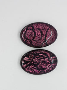 CABOCHON - 30x20MM DICHROIC GLASS  - CRIMSON/ORANGE