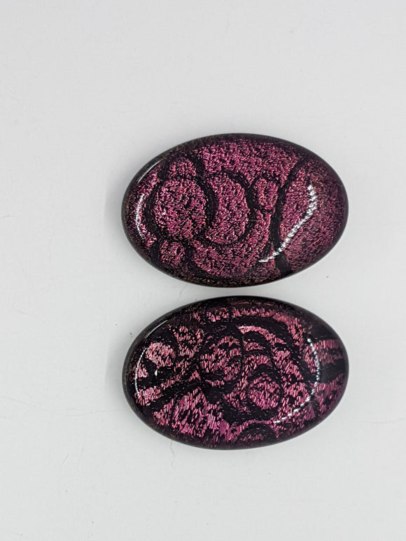 CABOCHON - 30x20MM DICHROIC GLASS  - CRIMSON/ORANGE