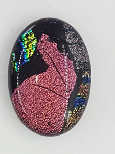 CABOCHON - 25x18MM DICHROIC GLASS  - PATCHWORK 3