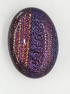 CABOCHON - 25x18MM DICHROIC GLASS  - PINK/PURPLE/GOLD STRIPES