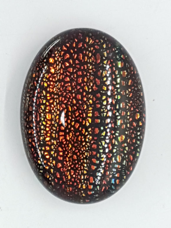 CABOCHON - 25x18MM DICHROIC GLASS  - ORANGE/GREEN/GOLD