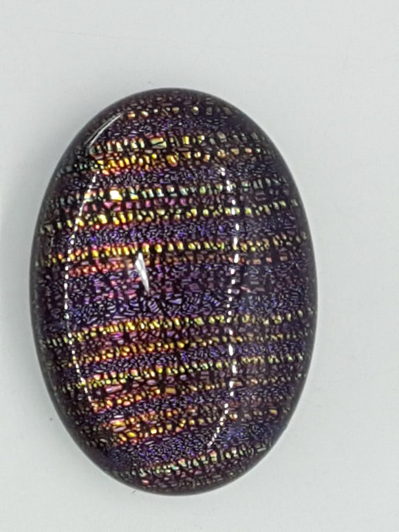 CABOCHON - 25x18MM DICHROIC GLASS  - CRIMSON/PURPLE/GOLD