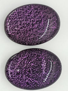 CABOCHON - 25x18MM DICHROIC GLASS  - CRIMSON/GOLD