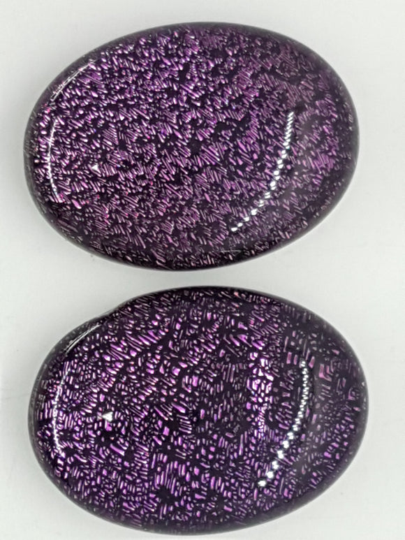 CABOCHON - 25x18MM DICHROIC GLASS  - CRIMSON/GOLD