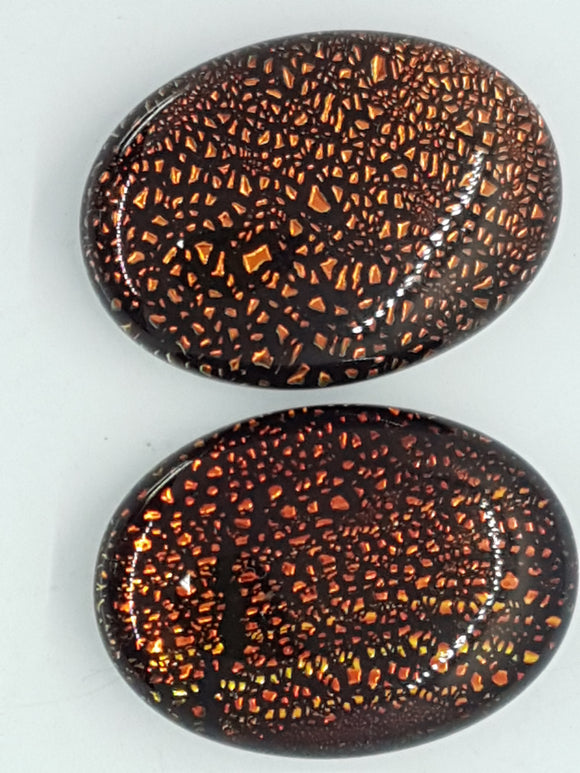 CABOCHON - 25x18MM DICHROIC GLASS  - ORANGE MOTTLE
