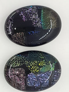 CABOCHON - 25x18MM DICHROIC GLASS  - GREEN/BLUE/PURPLE