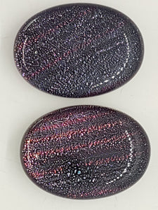 CABOCHON - 25x18MM DICHROIC GLASS  - PURPLE/CRIMSON STRIPES