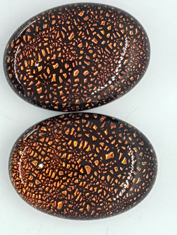 CABOCHON - 25x18MM DICHROIC GLASS  - ORANGE MOTTLE