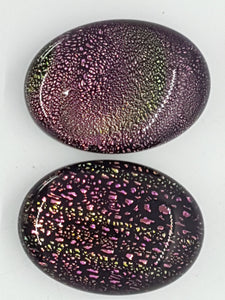 CABOCHON - 25x18MM DICHROIC GLASS  - PURPLE/GREEN