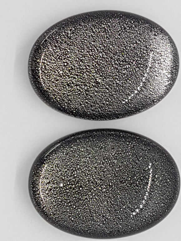 CABOCHON - 25x18MM DICHROIC GLASS  - SILVER GREY