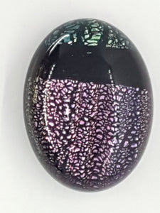 CABOCHON - 20x15MM DICHROIC GLASS  - CRIMSON/GREEN
