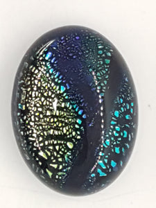 CABOCHON - 20x15MM DICHROIC GLASS  - GREEN/BLUE