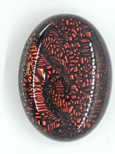 CABOCHON - 20x15MM DICHROIC GLASS  - ORANGE MOTTLE