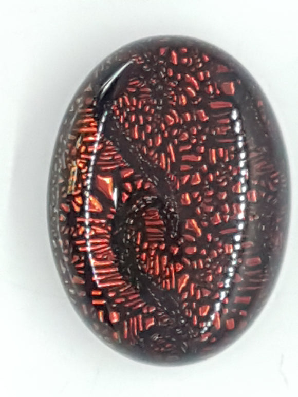 CABOCHON - 20x15MM DICHROIC GLASS  - ORANGE MOTTLE