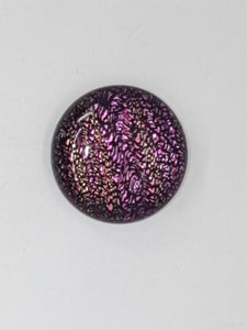 CABOCHON - 18MM DICHROIC GLASS  -ROUND - PINK/GOLD