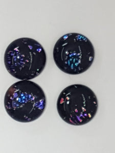 CABOCHON - 12MM DICHROIC GLASS  -ROUND - PURPLE RAINBOW