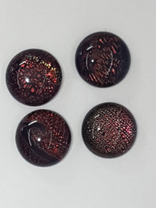 CABOCHON - 12MM DICHROIC GLASS  -ROUND - ORANGE/GOLD