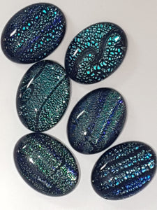 CABOCHON - 18x13MM DICHROIC GLASS  - GREEN/BLUE/PURPLE
