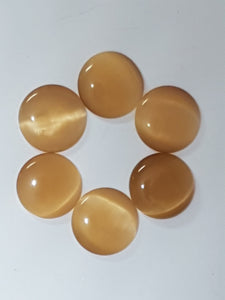 CABOCHON - 12-14MM CAT'S EYE  - ROUND - LIGHT BROWN