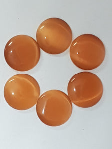 CABOCHON - 12-14MM CAT'S EYE  - ROUND - TANGERINE
