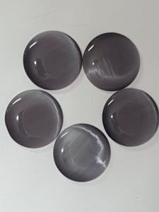 CABOCHON - 18MM CAT'S EYE  - ROUND - GREY