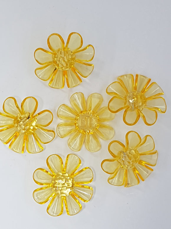BUTTONS - 31x31x11MM FLOWER BUTTON - SUNSHINE YELLOW