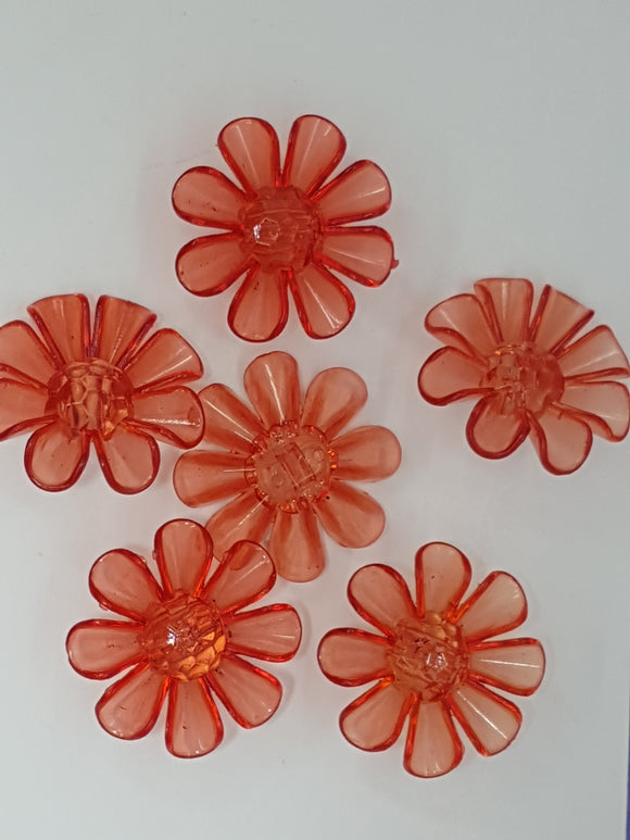BUTTONS - 31x31x11MM FLOWER BUTTON - RED