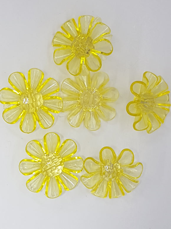 BUTTONS - 31x31x11MM FLOWER BUTTON - LEMON YELLOW