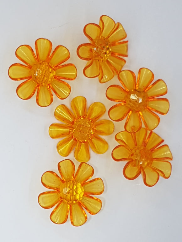 BUTTONS - 31x31x11MM FLOWER BUTTON - DARK ORANGE