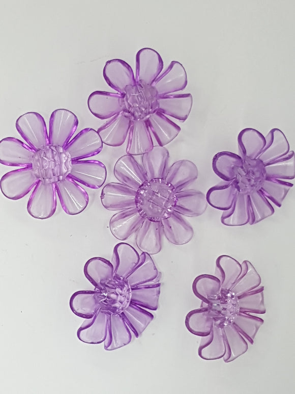 BUTTONS - 31x31x11MM FLOWER BUTTON - MEDIUM PURPLE