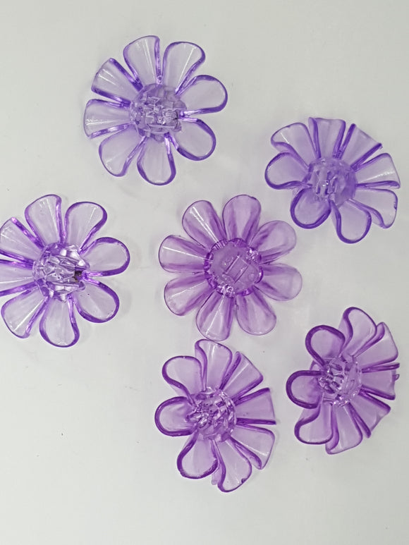 BUTTONS - 31x31x11MM FLOWER BUTTON - DARK PURPLE