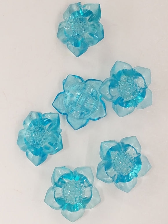 BUTTONS - 18MM FLOWER BUTTON - AQUA