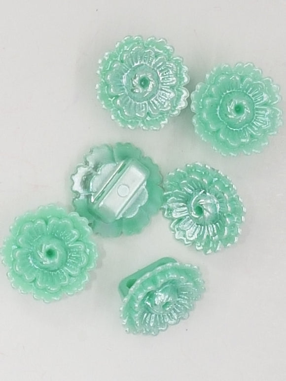BUTTONS - 13MM FLOWER BUTTON - PEARL GREEN