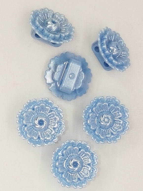 BUTTONS - 13MM FLOWER BUTTON - PEARL BLUE