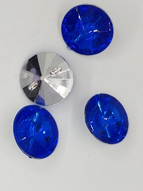 BUTTONS - 15x8MM ACRYLIC RHINESTONE - ROYAL BLUE