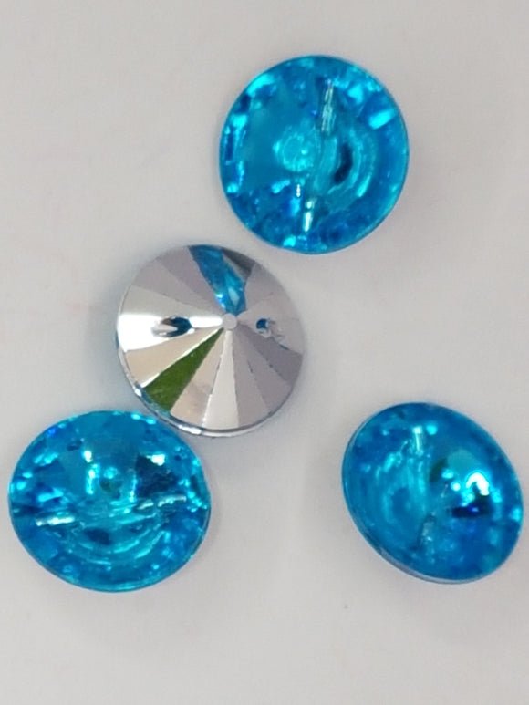 BUTTONS - 15x8MM ACRYLIC RHINESTONE - SKY BLUE