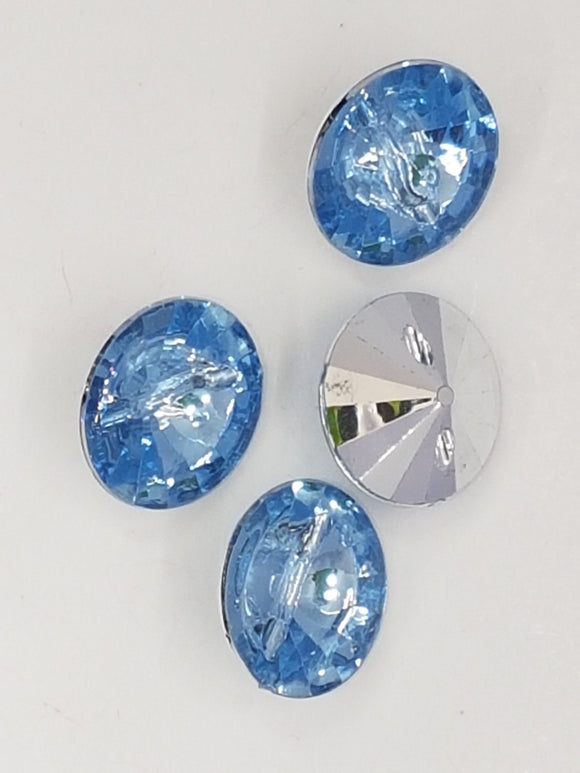 BUTTONS - 15x8MM ACRYLIC RHINESTONE - ICE BLUE