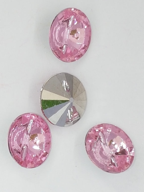 BUTTONS - 15x8MM ACRYLIC RHINESTONE - LIGHT PINK