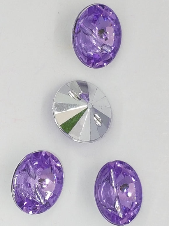 BUTTONS - 15x8MM ACRYLIC RHINESTONE - PURPLE