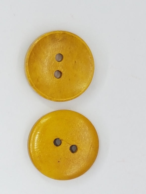 BUTTONS - 20MM WOODEN - MUSTARD YELLOW