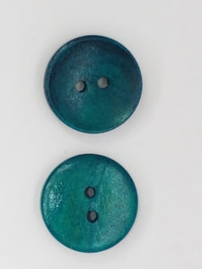 BUTTONS - 20MM WOODEN - TEAL GREEN