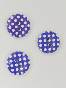 BUTTONS - 15MM WOODEN - POLKA DOT - PURPLE