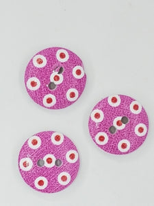 BUTTONS - 15MM WOODEN - POLKA DOT - MAUVE