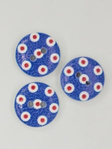 BUTTONS - 15MM WOODEN - POLKA DOT - DARK BLUE