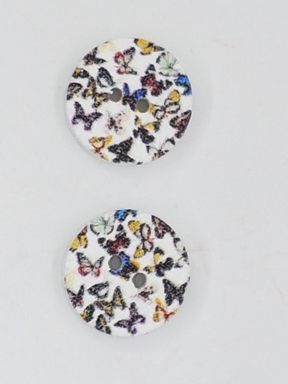 BUTTONS - 15MM WOODEN - BUTTERFLIES - MIXED COLOURS